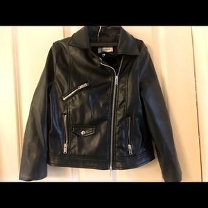 Zara Girls Black faux Leather Jacket size 8